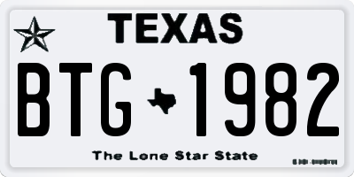TX license plate BTG1982
