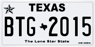 TX license plate BTG2015