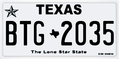 TX license plate BTG2035