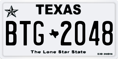 TX license plate BTG2048