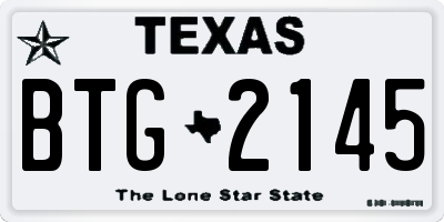 TX license plate BTG2145