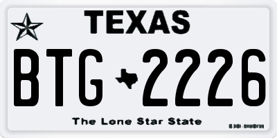 TX license plate BTG2226