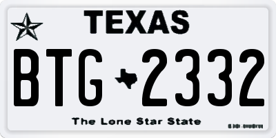 TX license plate BTG2332