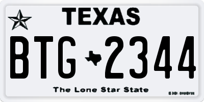 TX license plate BTG2344
