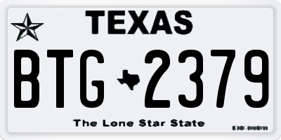 TX license plate BTG2379