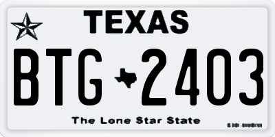 TX license plate BTG2403