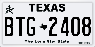 TX license plate BTG2408