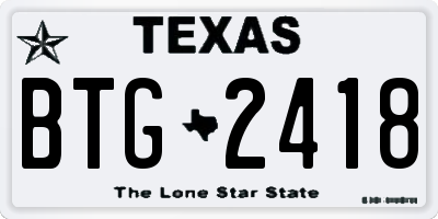 TX license plate BTG2418