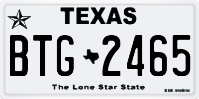 TX license plate BTG2465