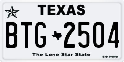 TX license plate BTG2504