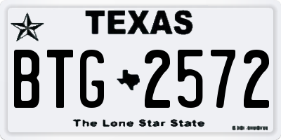 TX license plate BTG2572