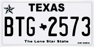 TX license plate BTG2573