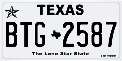 TX license plate BTG2587