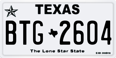 TX license plate BTG2604