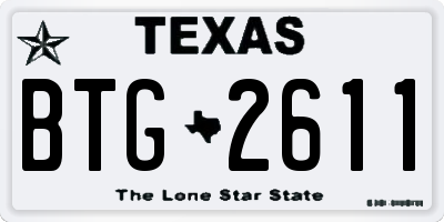 TX license plate BTG2611