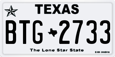 TX license plate BTG2733