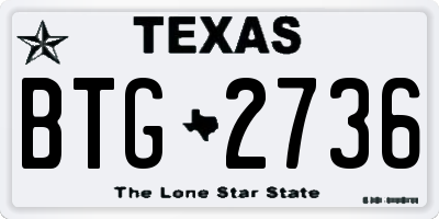 TX license plate BTG2736