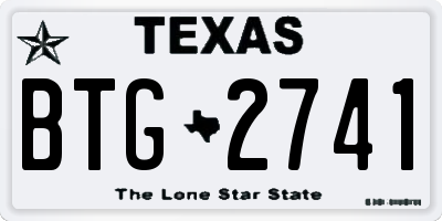 TX license plate BTG2741