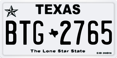 TX license plate BTG2765