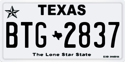 TX license plate BTG2837