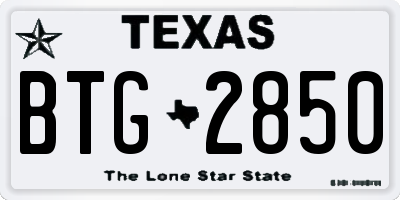 TX license plate BTG2850