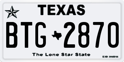 TX license plate BTG2870