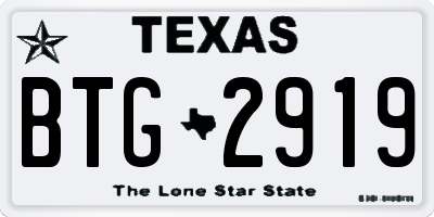 TX license plate BTG2919