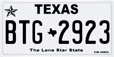 TX license plate BTG2923