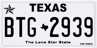 TX license plate BTG2939