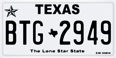 TX license plate BTG2949
