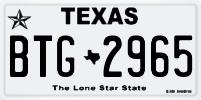 TX license plate BTG2965