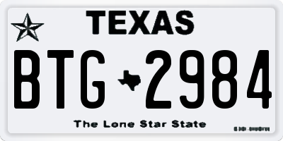TX license plate BTG2984