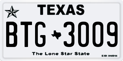 TX license plate BTG3009