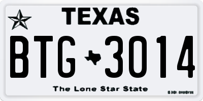 TX license plate BTG3014