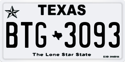 TX license plate BTG3093