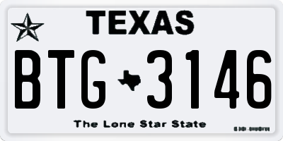 TX license plate BTG3146