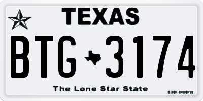 TX license plate BTG3174