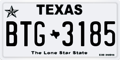 TX license plate BTG3185