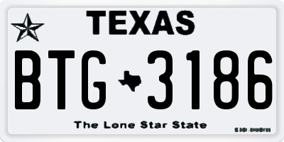 TX license plate BTG3186