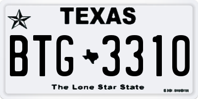 TX license plate BTG3310