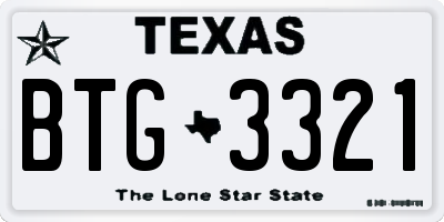 TX license plate BTG3321