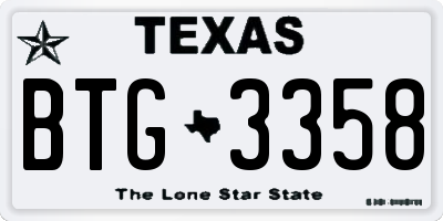 TX license plate BTG3358