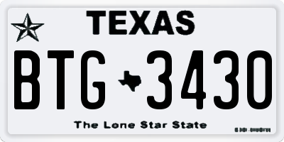 TX license plate BTG3430