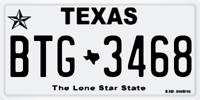 TX license plate BTG3468