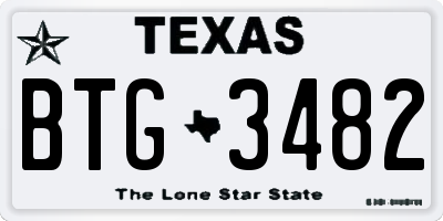 TX license plate BTG3482