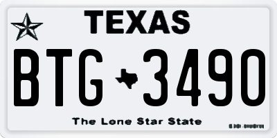 TX license plate BTG3490