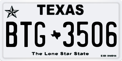 TX license plate BTG3506