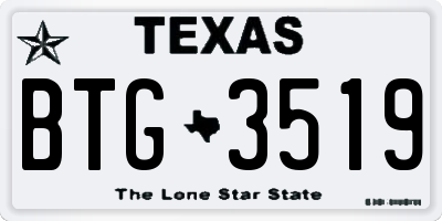TX license plate BTG3519
