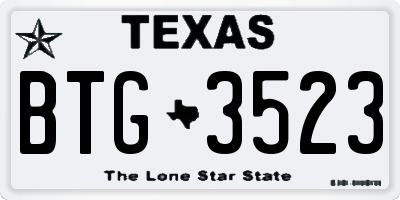TX license plate BTG3523