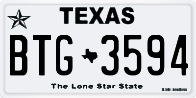 TX license plate BTG3594